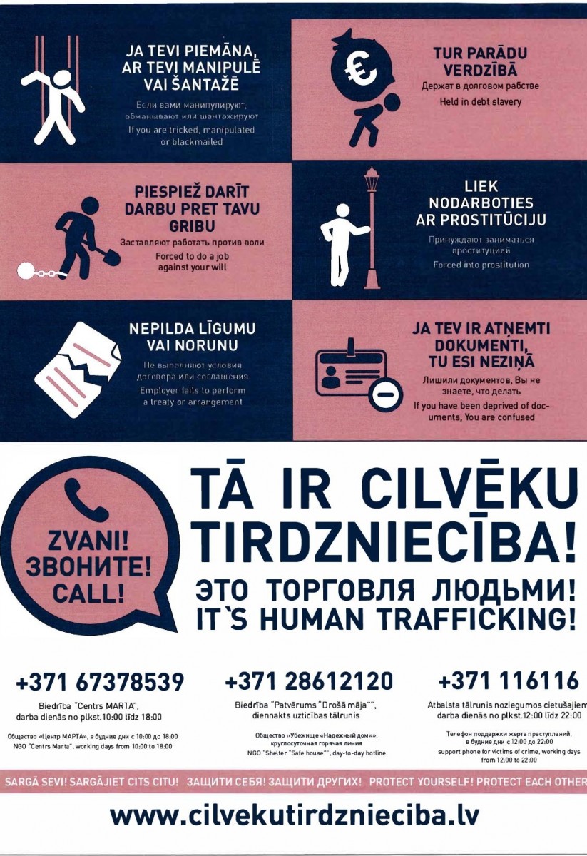Информационные плакаты о видах торговли людьми в ближайшее время будут размещены в вагонах ЗАО Пассажирский поезд | Patvērums Drošā Māja